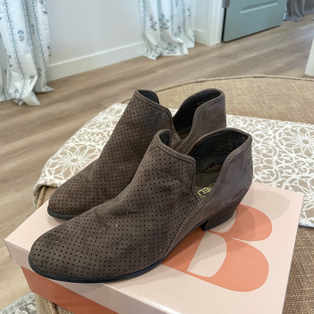Elegant Brown Perforated Ankle Booties
